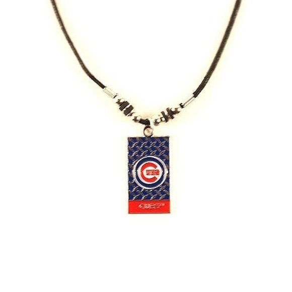 CHICAGO CUBS MLB Official Team Merc Fan Gear Diamond Plate Rope Pendant Necklace - Picture 2 of 4